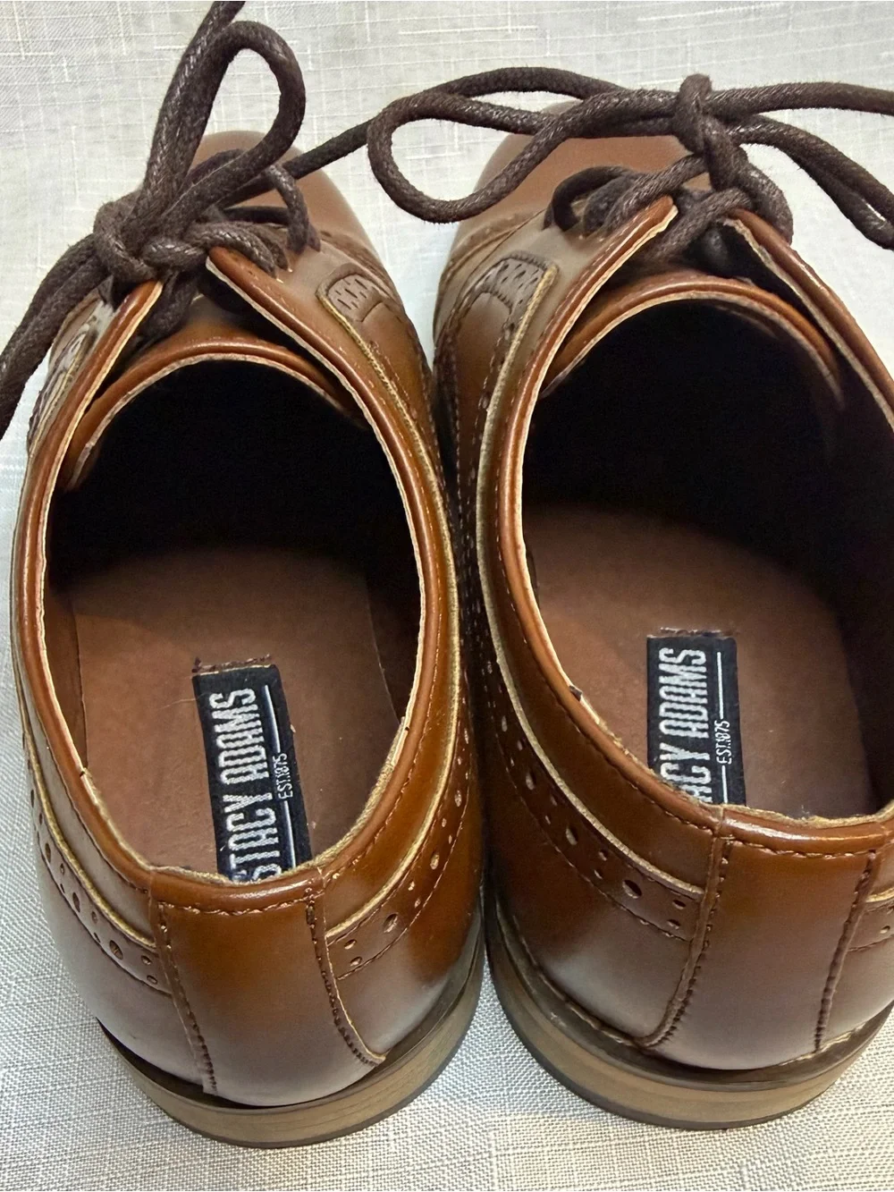 Stacy Adams Boys Cognac Brown Wingtip Brogue Oxford Dress Shoes 13